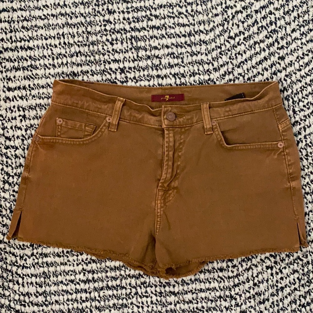 Tan cutoff shorts